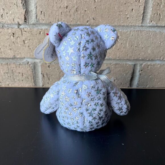 TY Beanie Baby The Beginning White Bear Silver Stars 8.5 Retired Rare Jan 1 2000 - Picture 3 of 16